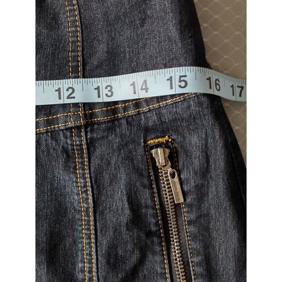 Bisou Bisou Jean Denim Skirt Sz 10 Dark Wash Pencil Skirt Slit 90s Y2K - Picture 6 of 8